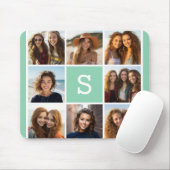 Tapis De Souris Photo Collage personnalisé Monogramme Mention vert (Avec souris)