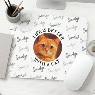 Tapis De Souris Photo de chat personnalisée & nom Chat Amour