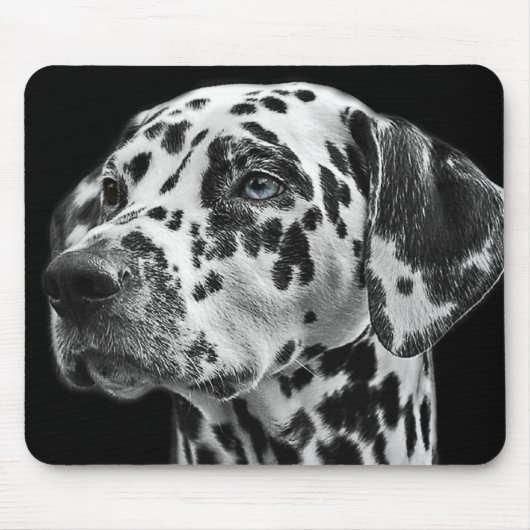 Tapis De Souris Photo de chien dalmate noir et blanc (Devant)