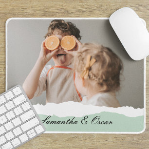 Tapis De Souris Photo de famille moderne et nom personnalisé Monna