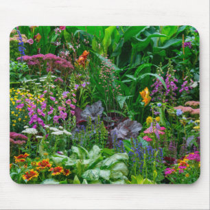 Tapis De Souris Photo de fleurs d'été dans un jardin de cottage an