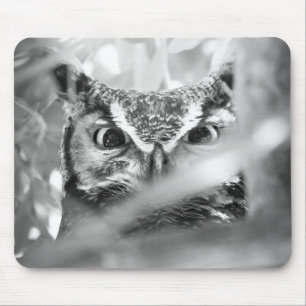 Tapis de souris photo de Grand-duc noir et blanc