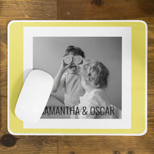 Tapis De Souris Photo Famille Moderne Jaune Simple Jolie Cadeau