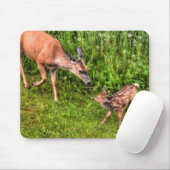 Tapis De Souris Photo Mule Deer Faune et mère Faune (Avec souris)