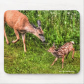 Tapis De Souris Photo Mule Deer Faune et mère Faune (Devant)