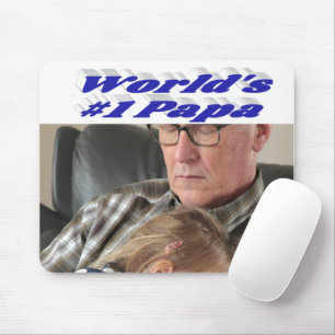 Tapis De Souris Photo Papa avec texte bleu