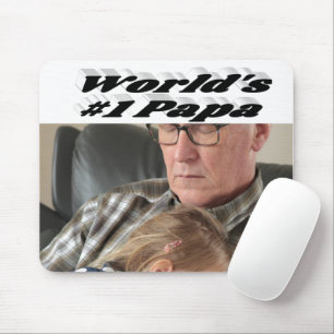 Tapis De Souris Photo Papa avec texte noir