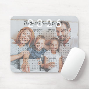 Tapis De Souris Photo personnalisée Calendrier familial 2026