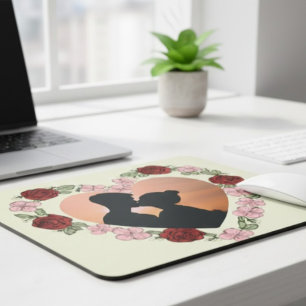 Tapis de Souris Photo Personnalisée – Cœur Floral