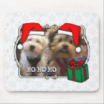 Tapis De Souris Photo personnalisée Noël Père Noël Pet HO HO HO HO<br><div class="desc">Casquette du Père Noël - Cadre amusant avec un chapeau du Père Noël. HO,  oh ! Copyright © Angi Laframboise. Joli,  coloré,  modèle photo de vacances. Cadeaux de Noël personnalisés et personnalisés.</div>