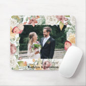 Tapis De Souris Photo Rustique Mariage Floral Papillon rose Je fai (Avec souris)