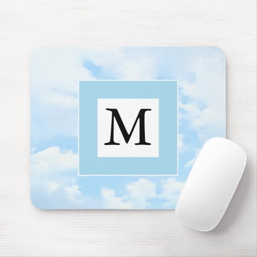 Tapis De Souris Photo Soft Blue Sky Custom Single Initial (Avec souris)