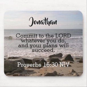 Tapis De Souris Photo Wavy Ocean Shore Proverbes Bible Verse Sea