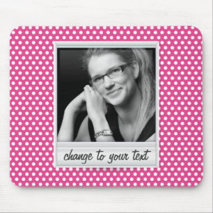 Tapis De Souris photoframe sur le polkadot blanc et rose
