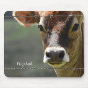 Tapis De Souris Photographie de vache Jersey monogramme