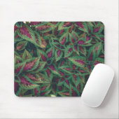 Tapis De Souris Photographie - Feuilles rouges et verts (Avec souris)