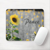 Tapis De Souris Phrase "Paix", Champ de tournesols, Noir & Blanc (Avec souris)