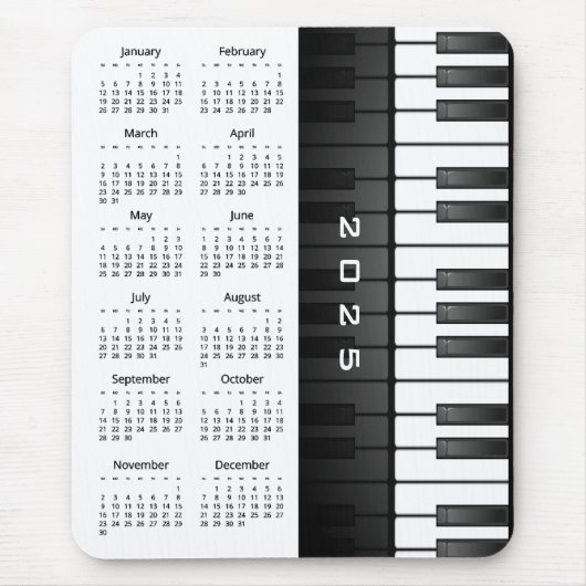 Tapis De Souris Piano Keyboard Design 2025 Calendrier Mousepad (Devant)