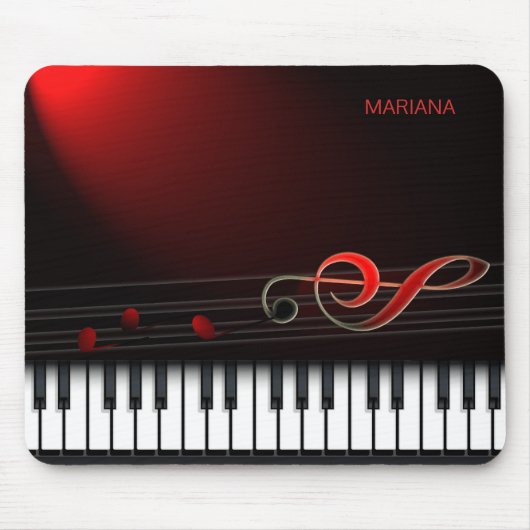 Tapis De Souris Piano Monogramme Et Clé Rouge (Devant)