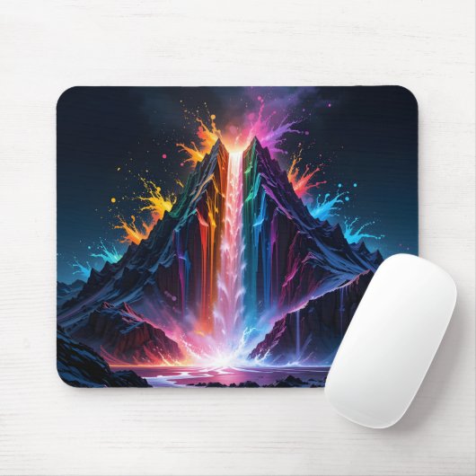 Tapis De Souris Pic de cascade arc-en-ciel (Avec souris)