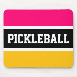 Tapis De Souris PICKLEBALL Bright rose Jaune Bleu Blancs