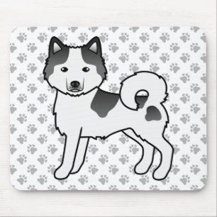 Tapis De Souris Piebald Noir Malamute Malamute Chien caricature mi