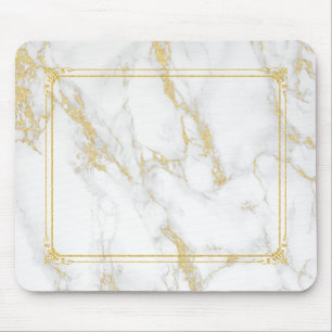 Tapis De Souris Pierre Marbre blanc Avec Cadre Parties scintillant