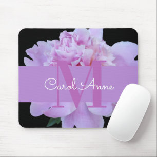 Tapis De Souris Pierre rose violet Monogramme Floral noir souris P