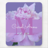 Tapis De Souris Pierre rose violet Monogramme Floral Photo (Devant)