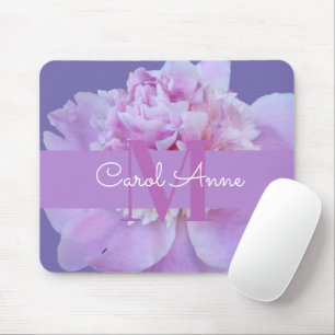 Tapis De Souris Pierre rose violet Monogramme Floral pourpre