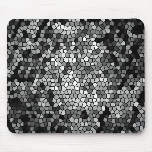 Tapis De Souris Pierres de mosaïque verre noir gris blanc (Devant)