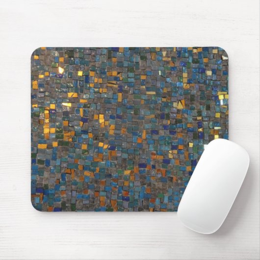 Tapis De Souris Pierres mosaïques en bleu et or Mousepad (Avec souris)