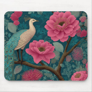 Tapis De Souris Pierrot vibrant et motif floral rose