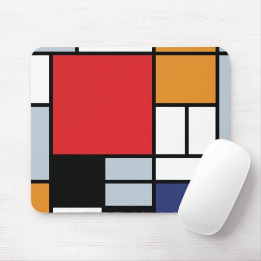 Tapis De Souris Piet Mondrian - Composition avec grand plan rouge (Avec souris)