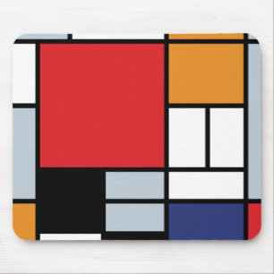 Tapis De Souris Piet Mondrian - Composition avec un grand plan rou
