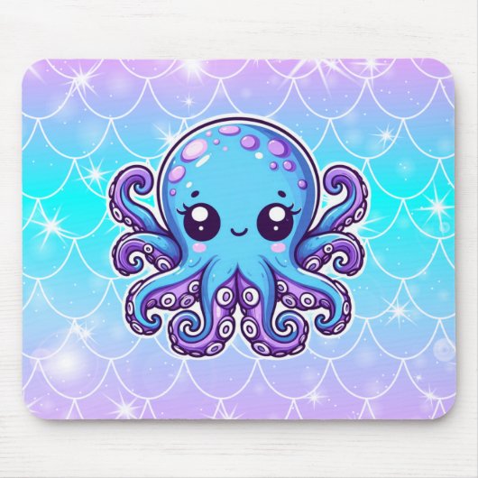 Tapis De Souris Pieuvre bleue mignonne (Devant)