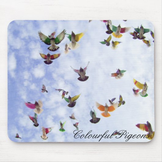 Tapis De Souris Pigeons colorés (Devant)