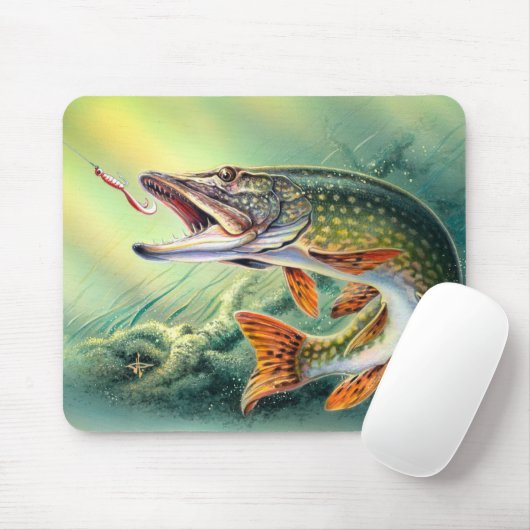 Tapis De Souris Pike pêchant Mousepad (Avec souris)