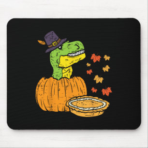 Tapis De Souris Pilgrim Trex Dinosaur Citrouille Pie Thanksgiving