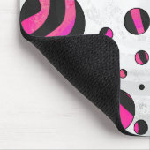 Tapis De Souris Piloka Dot Zebra noir et rose chaud (Coin)