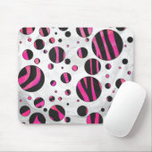 Tapis De Souris Piloka Dot Zebra noir et rose chaud (Avec souris)