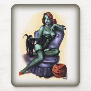 Tapis De Souris Pin de fille de zombi de Halloween