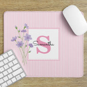 Tapis De Souris Pinces rose Floral Violet Monogramme