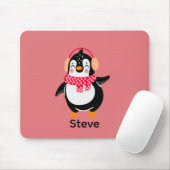 Tapis De Souris Pingouin de Noël Jolly en écharpe avec des bouffée (Avec souris)