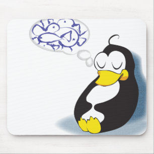 Tapis De Souris pingouin de sommeil rêvant du mousepad de poisson