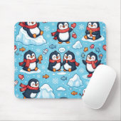 Tapis de souris Pingouin Écharpe d'Hiver (Avec souris)
