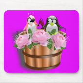 Tapis De Souris Pingouin Floral Anniversaire Souris Pad! Panier de (Devant)