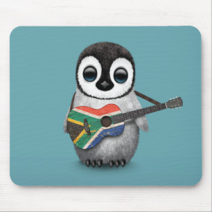 Tapis De Souris Pingouin jouant le bleu sud-africain de guitare de