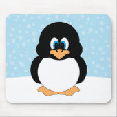 Tapis De Souris Pingouin potelé avec des flocons de neige Mousepad (Devant)