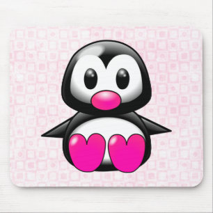 Tapis De Souris Pingouin rose mignon